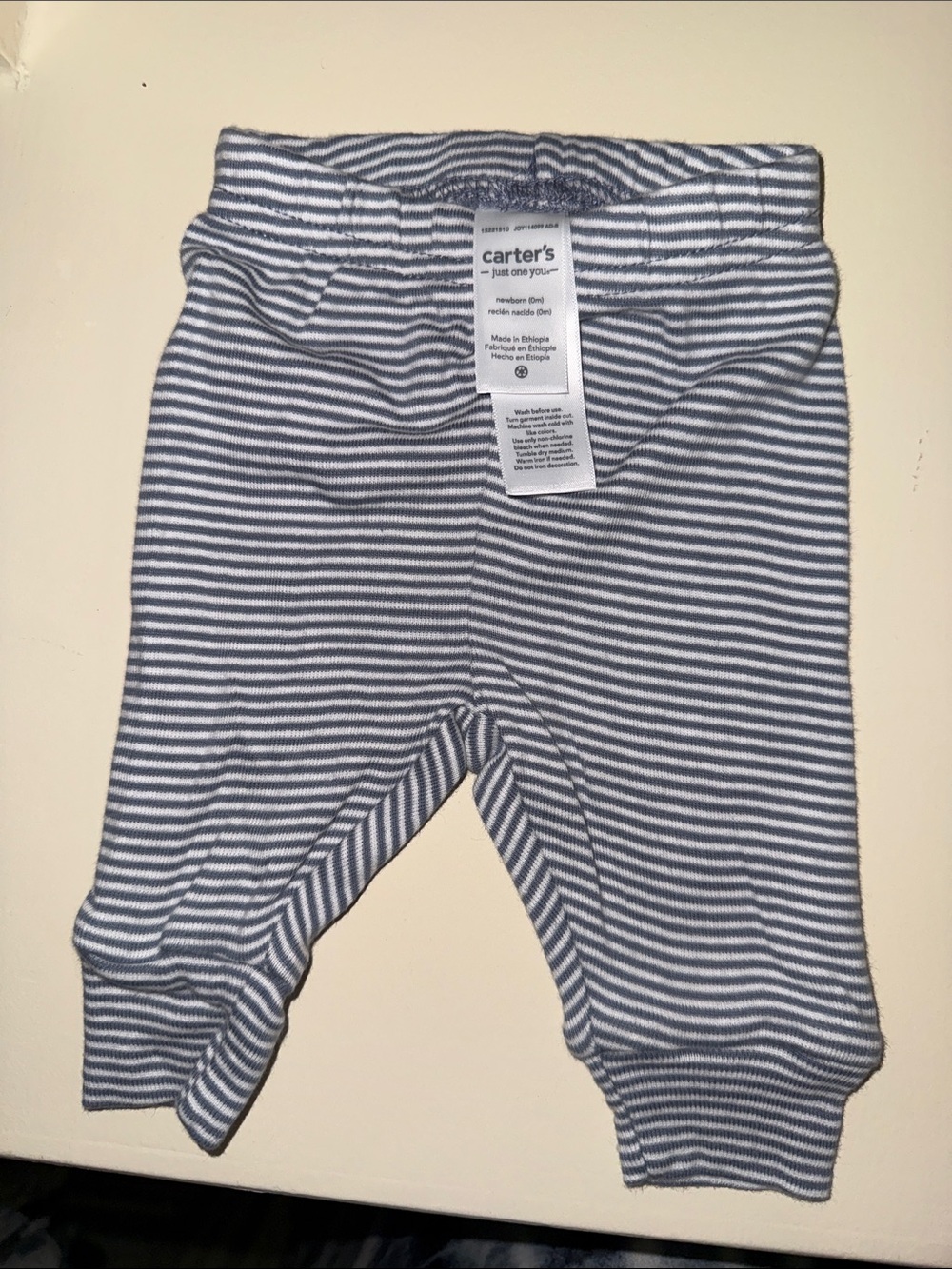 Carter's Blue and White Striped Newborn Pants